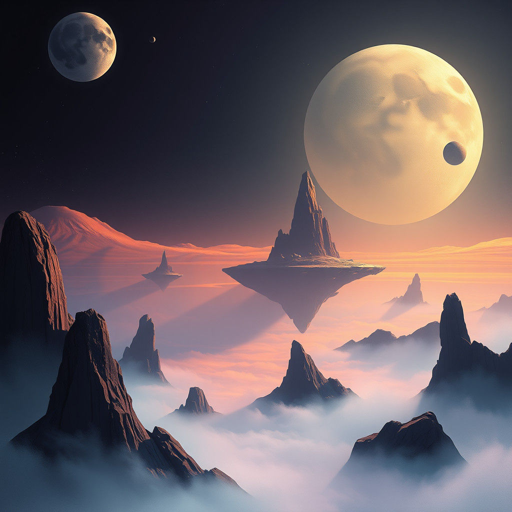 Ethereal Alien Landscape with Floating Islands