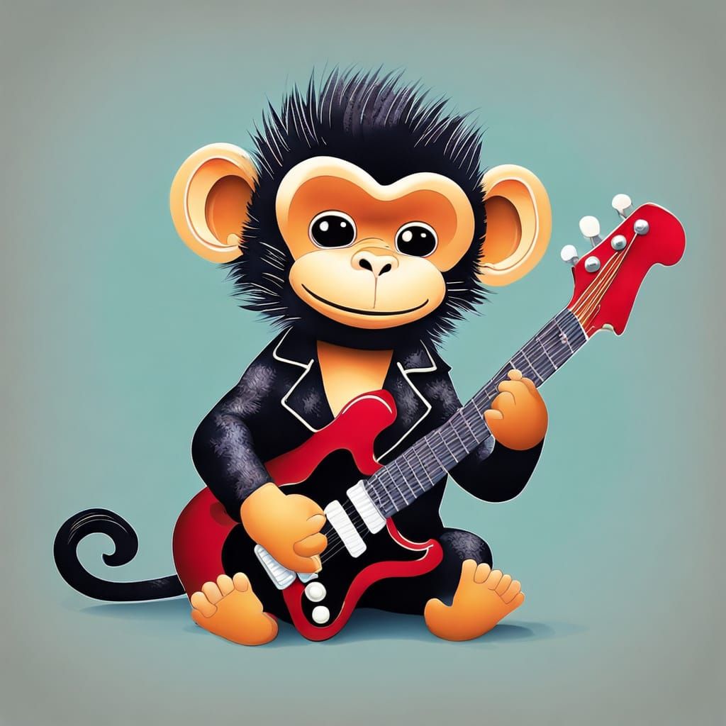 Rockstar Monkey Baby Shreds Guitar