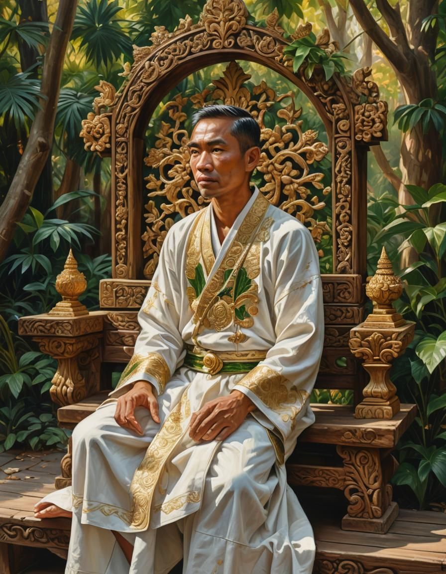 Thai Man Portrait in Realistic Oil Painting Style