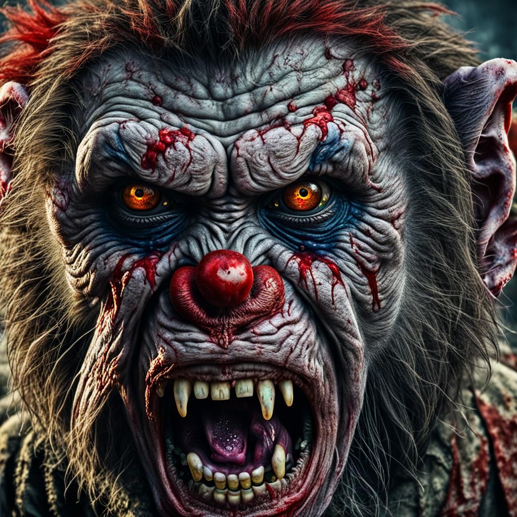 Horrifying Zombie Monkey Clown Uprising in Hyperrealistic St...