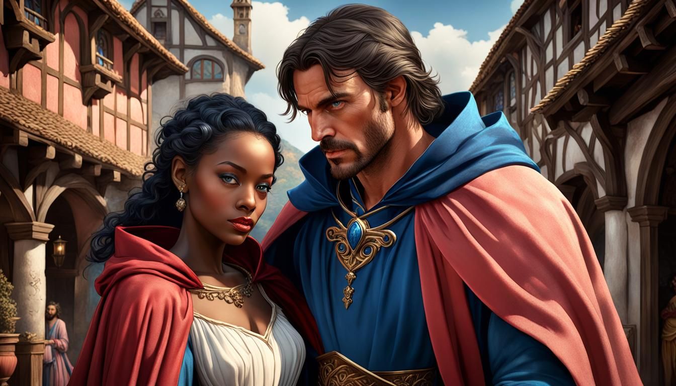 Medieval Couple in a Detailed Fantasy Art Style