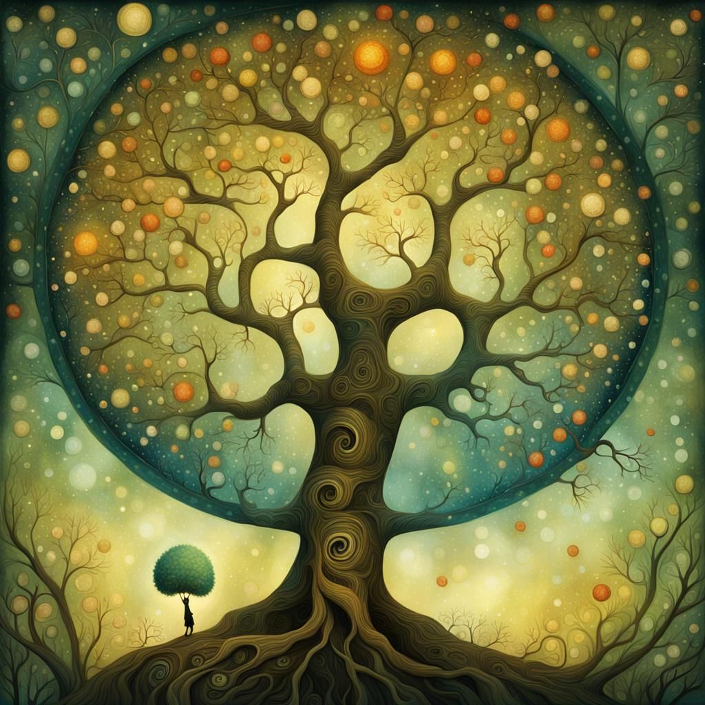 Tree Branch in Sunlight: Digital Painting Illustration