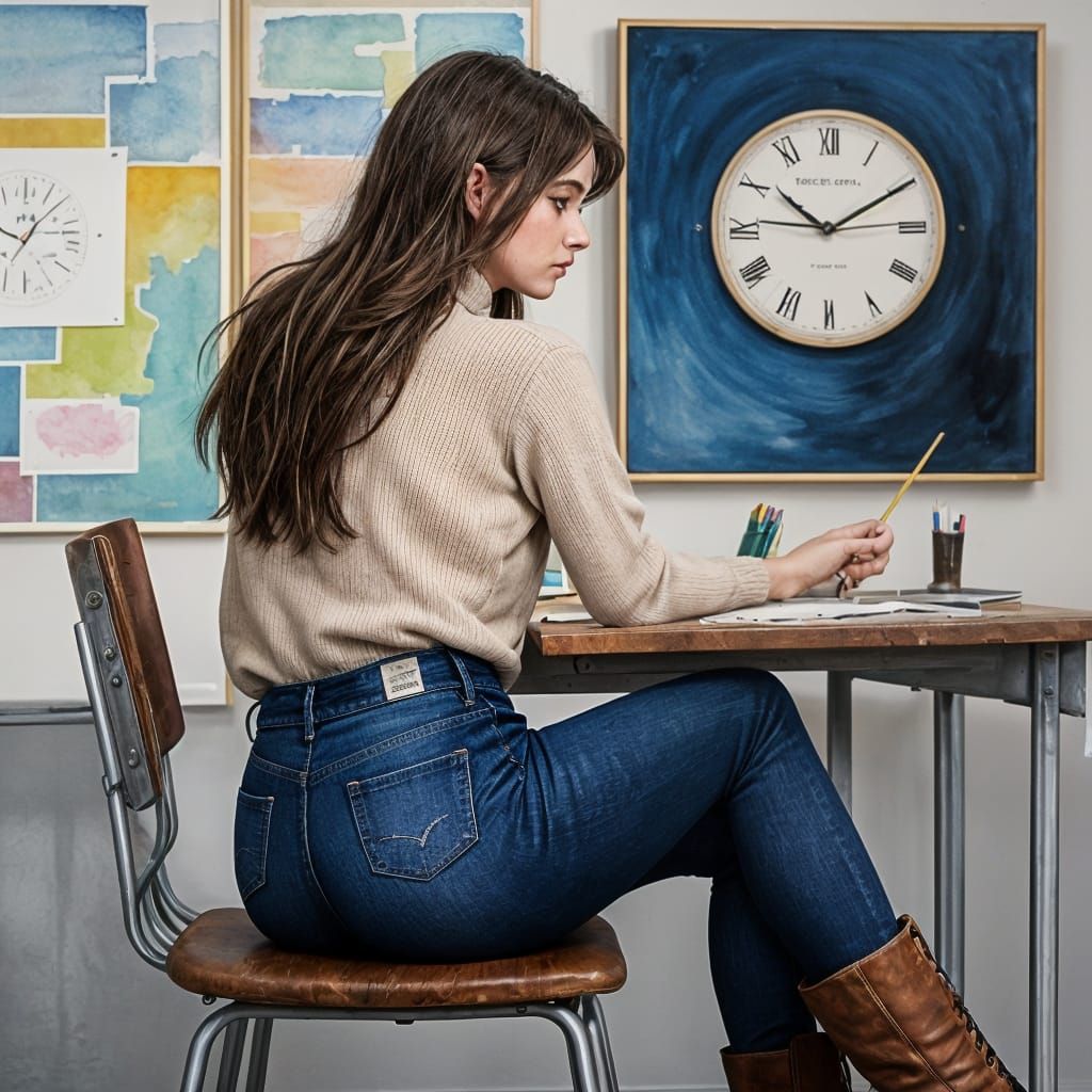 Classroom Clock in Watercolor Painting