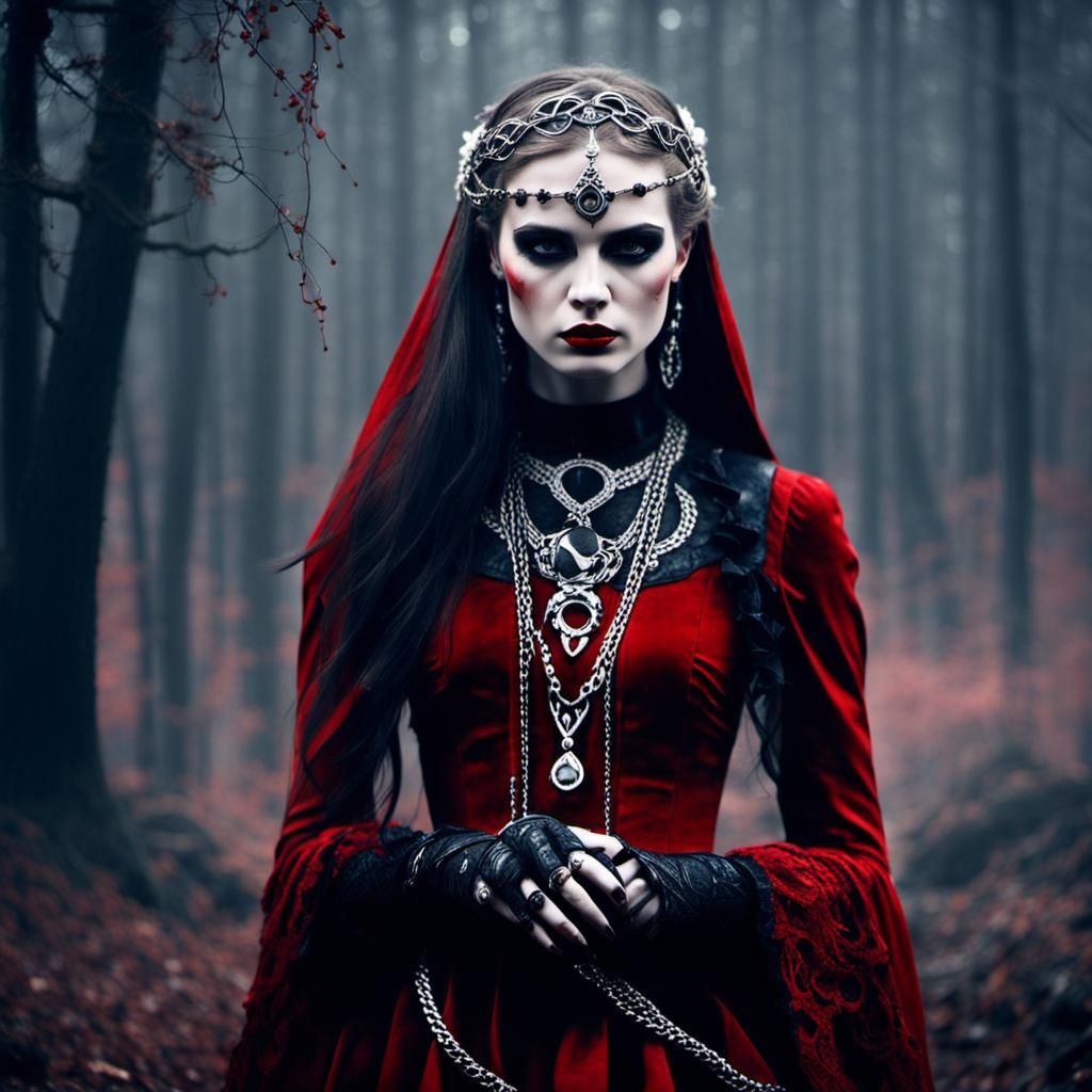 Gothic Celtic Maiden in Dark Scene