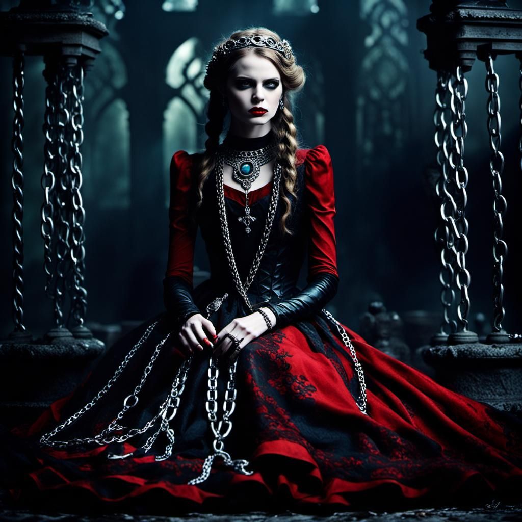 Gothic Celtic Maiden in Dark Scene