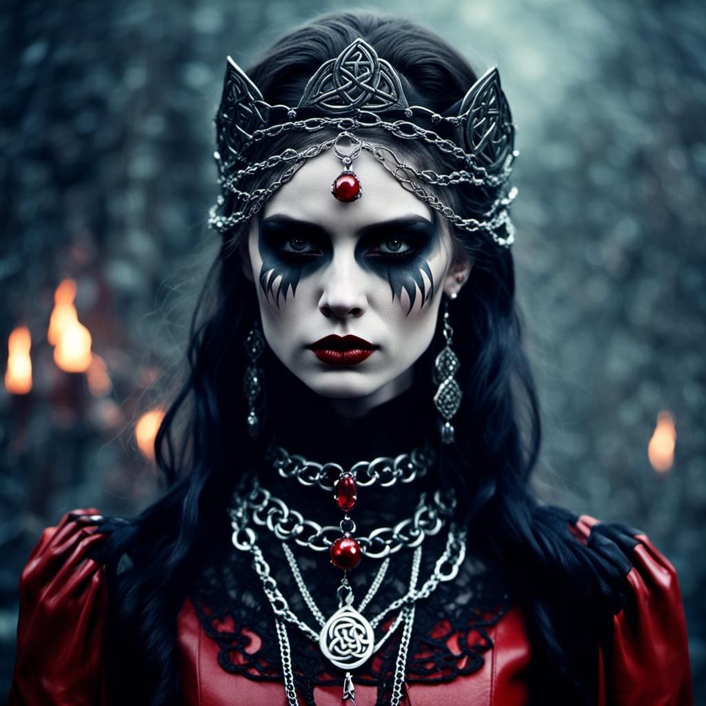 Celtic Maiden in Gothic Scene, Dorota Piotrowiak Style
