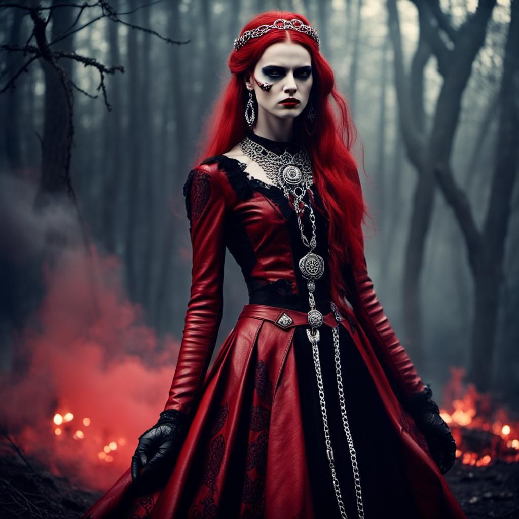 Gothic Celtic Maiden in Dark Scene