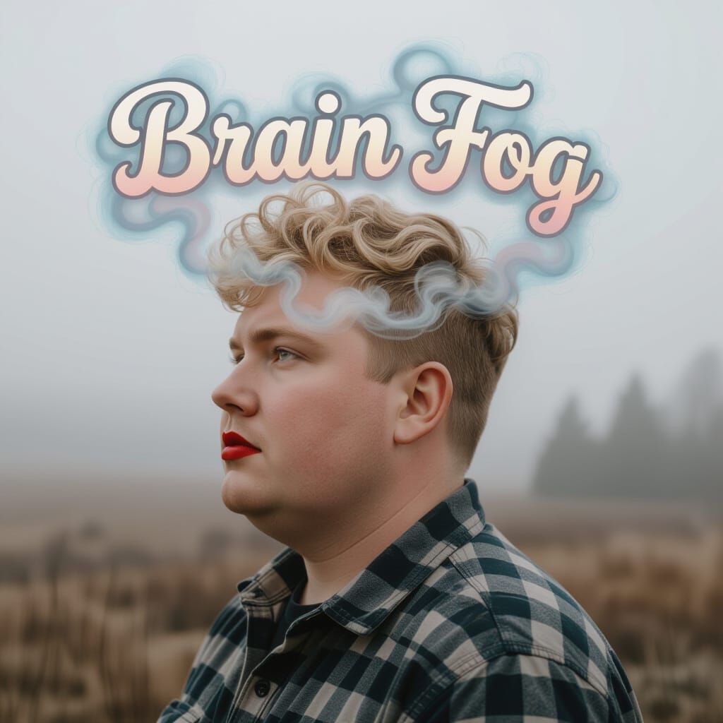 Surreal Portrait with Misty Landscape Overlay
