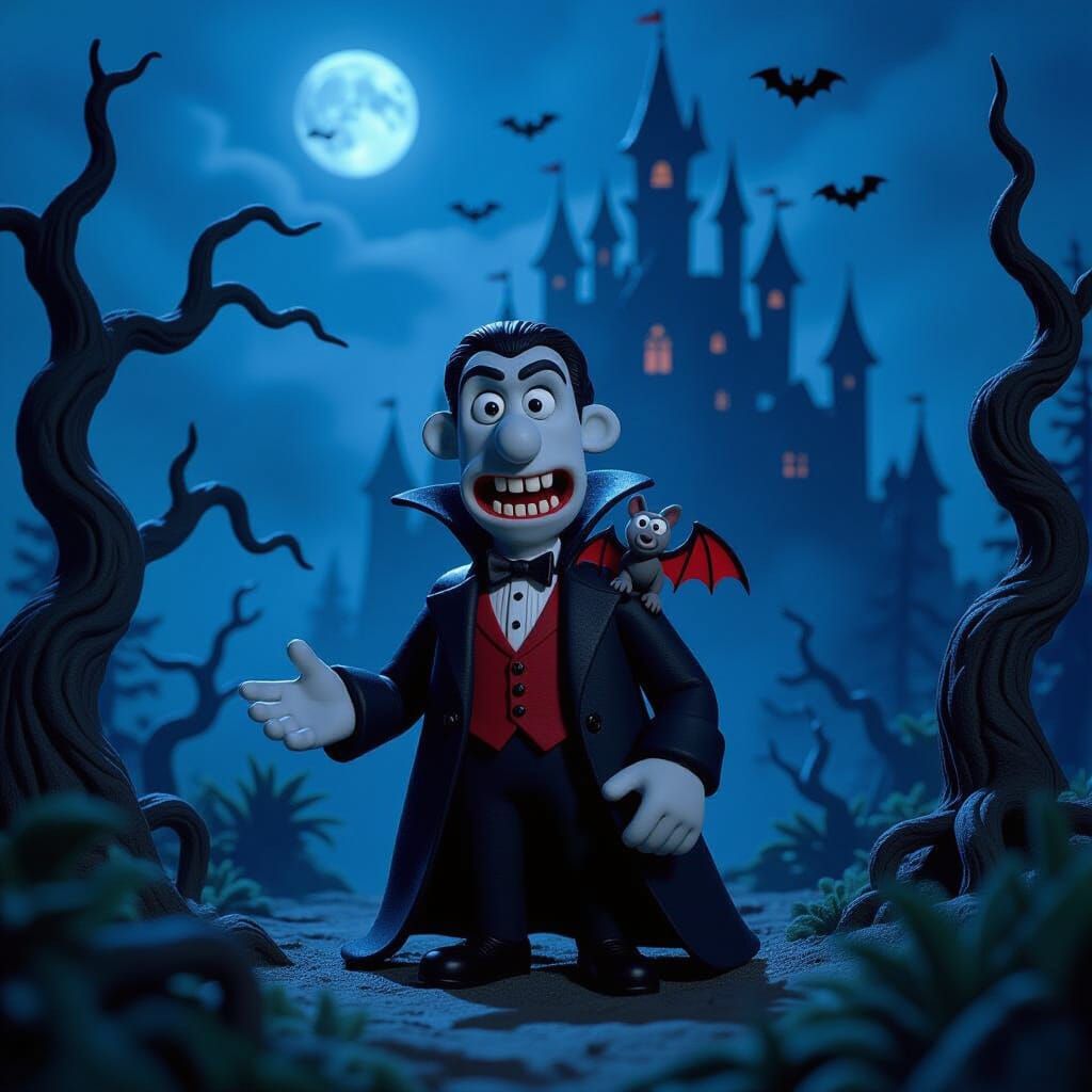 Claymation Dracula in Haunted Forest