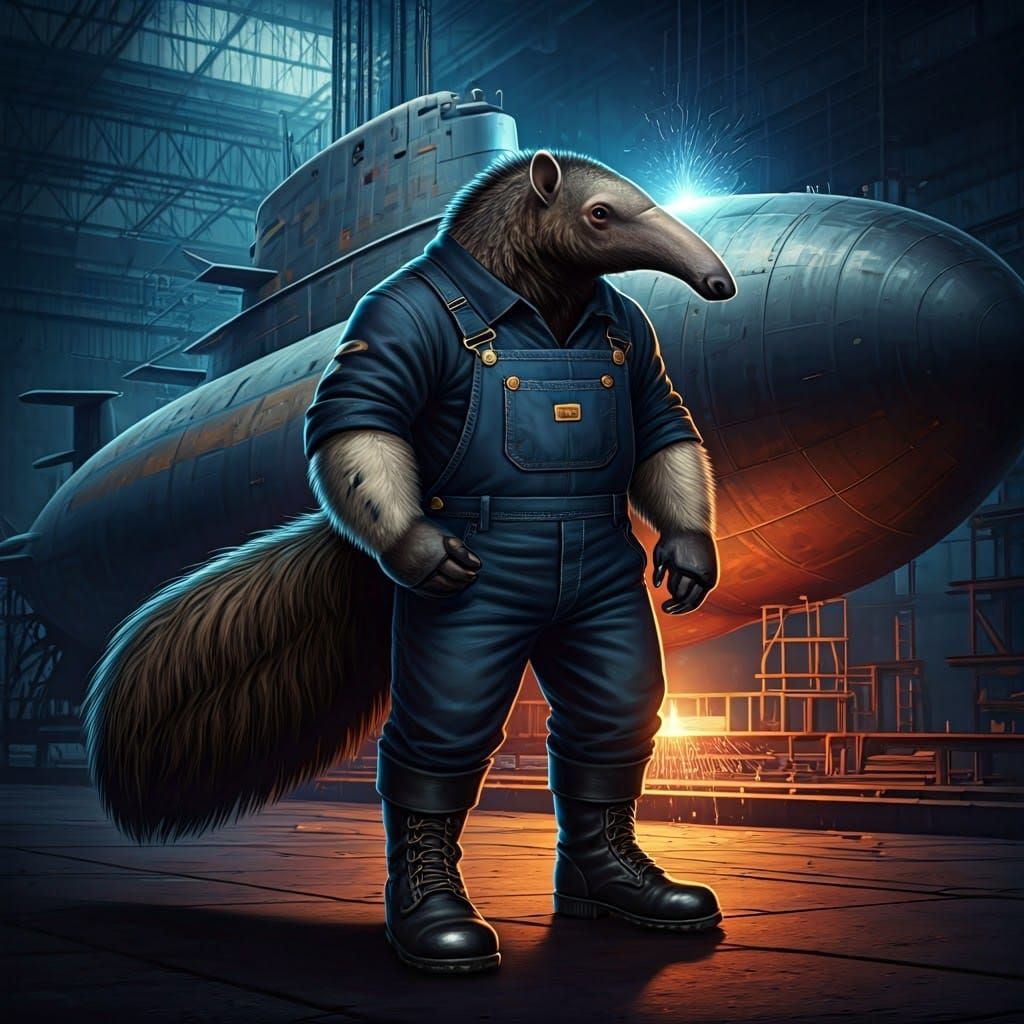 Anteater Construction Worker in Comic Book Style