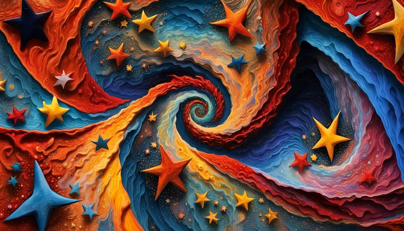 Cosmic Star Tunnel in Abstract Expressionist Style