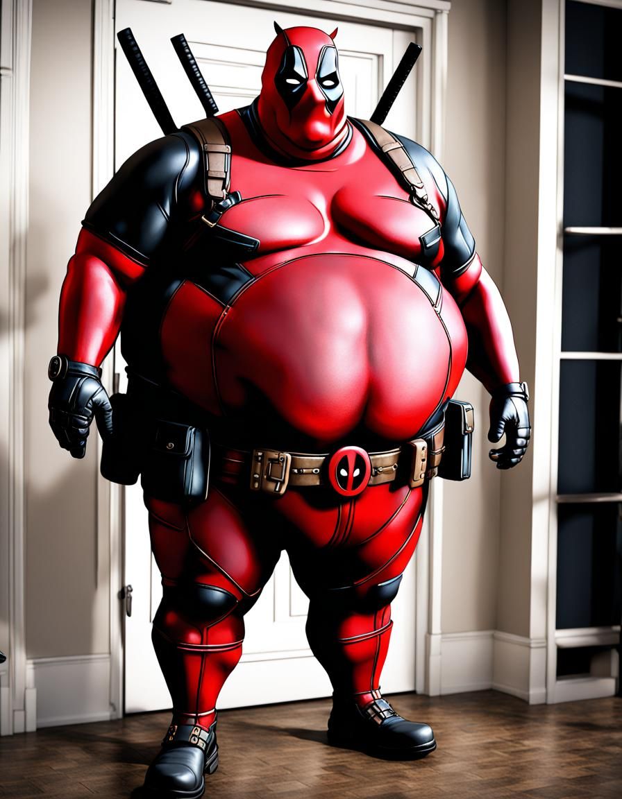 Morbidly Obese Deadpool in CGI Style