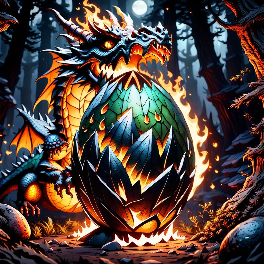 An imaginative dragon egg from where a baby dragon is coming...