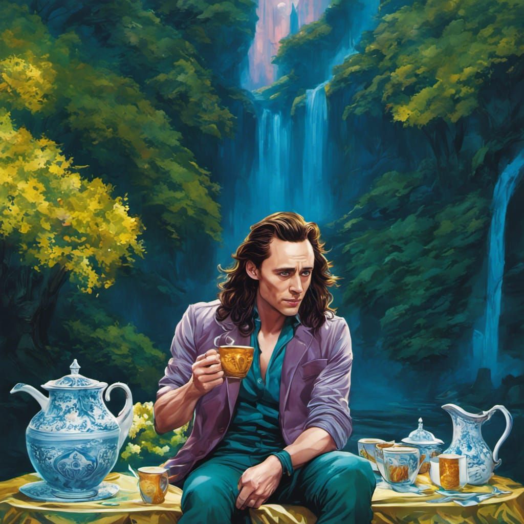 Loki Having Tea, Comic Book Art Style