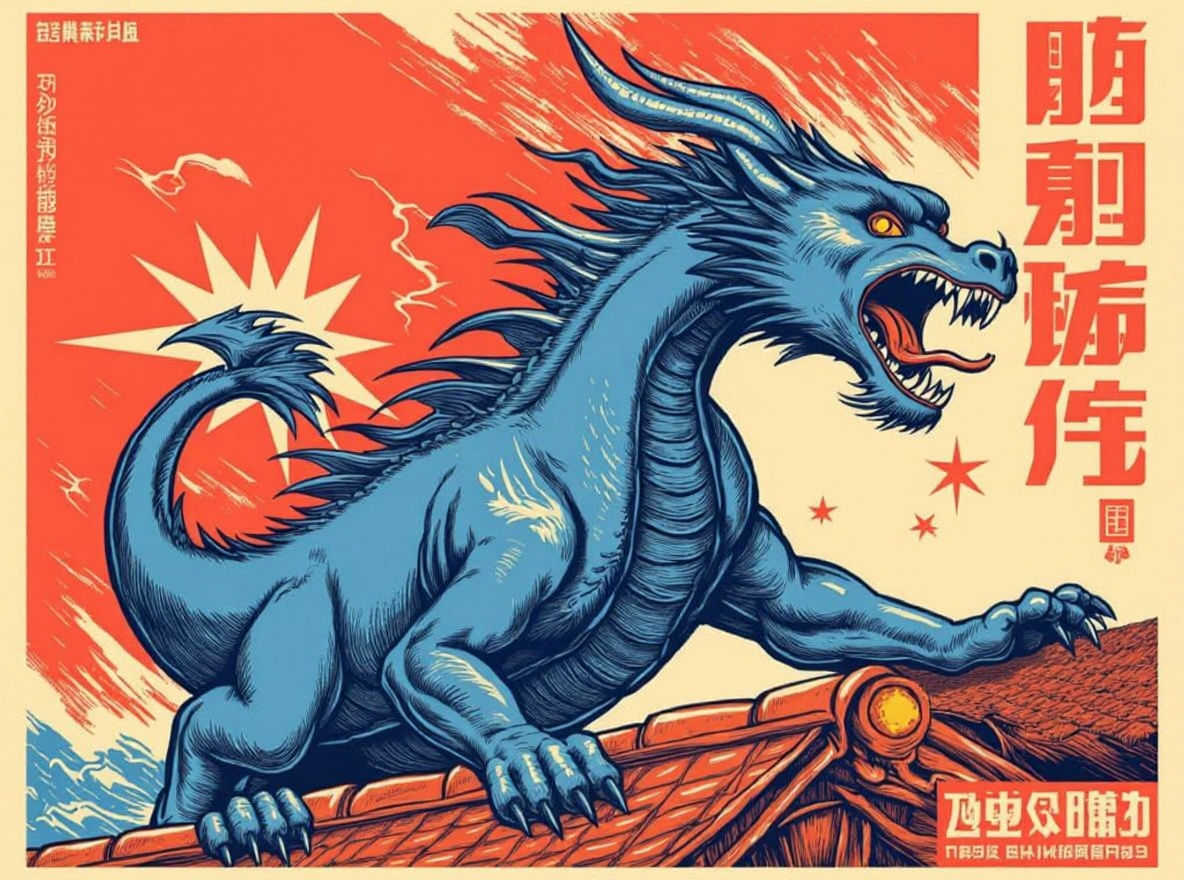 Blue Drake in Propaganda Art Style