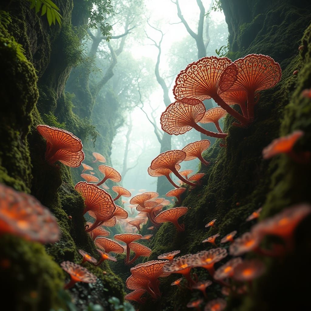 Female Hacker in Mycelium Network, Digital Art