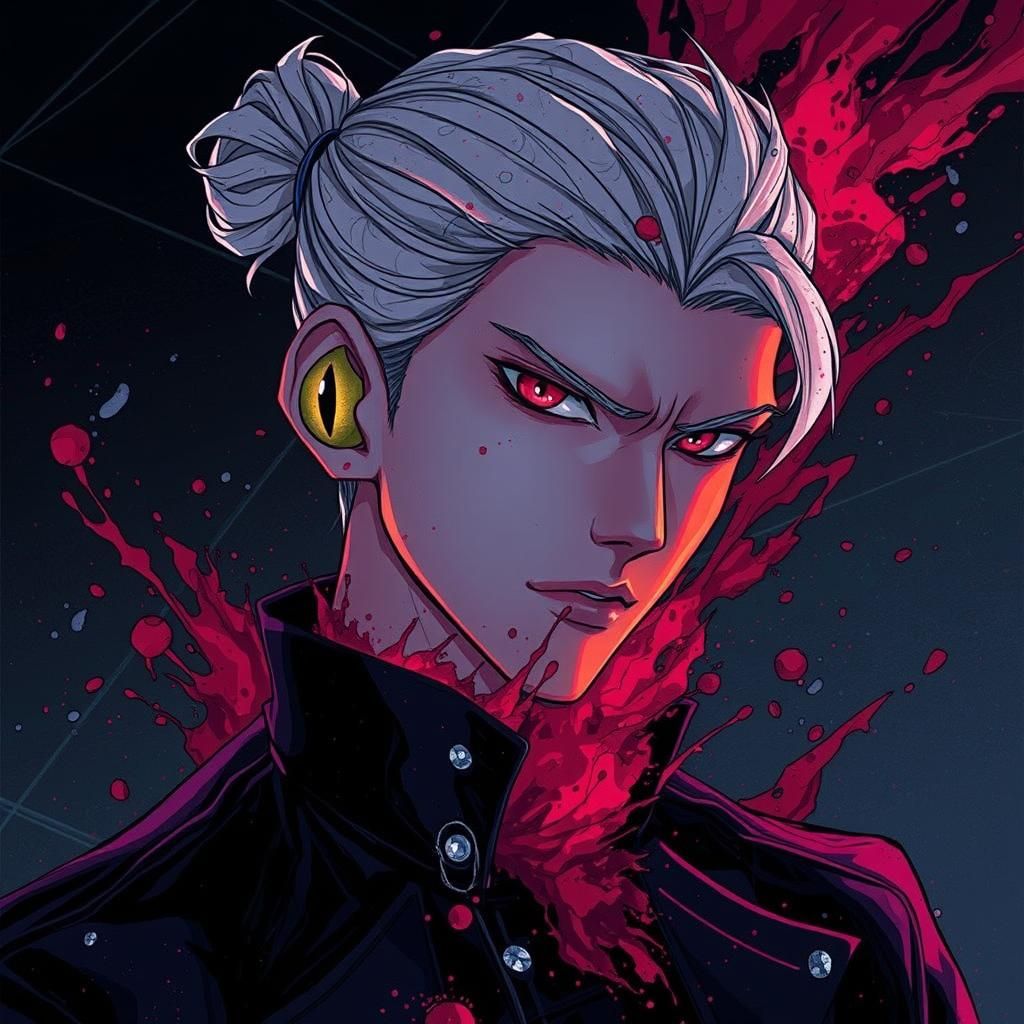 Crimson Affliction: A Manga-Inspired Digital Rendering