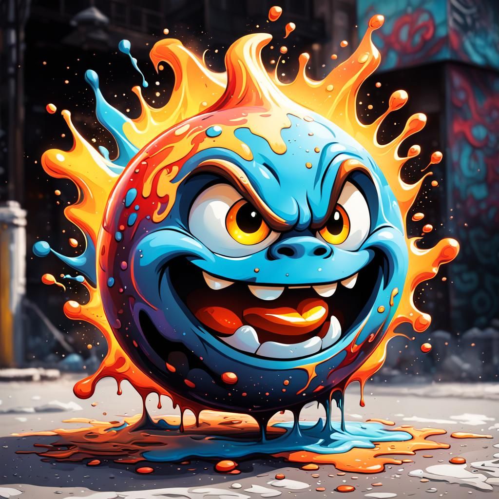 Happy cartoon fireball