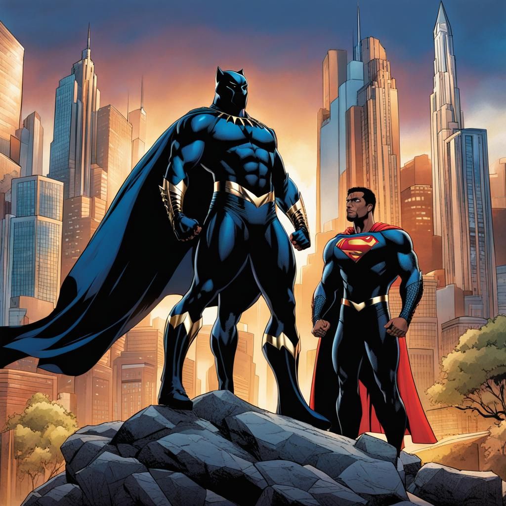 Black Panther and Superman in Metropolis