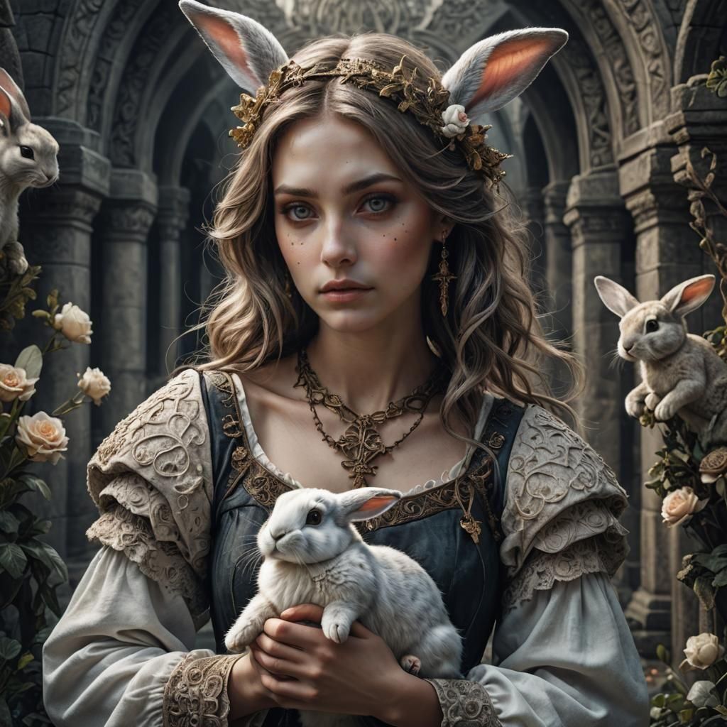 Hyperrealistic Bunny Woman Hybrid in High Definition