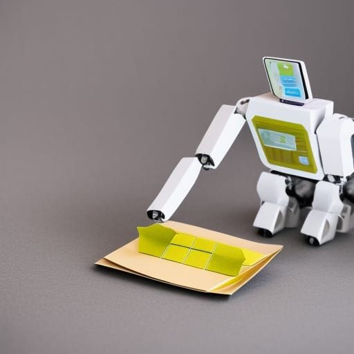 Robot Waiter Serving Coffee in Origami Style