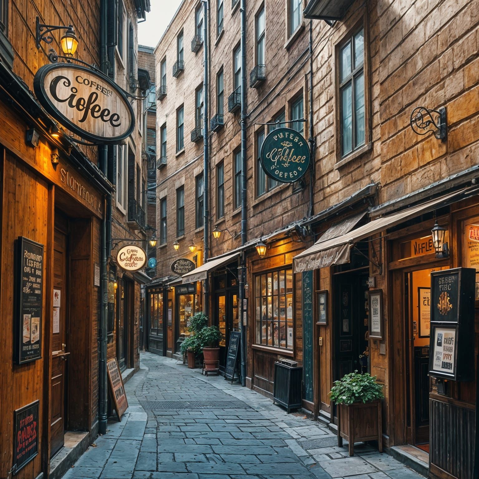 Charming Coffeeshop Alley Scene