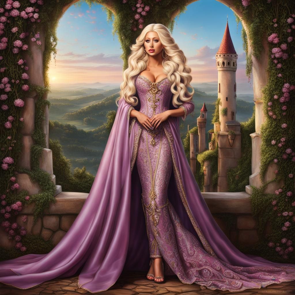 Christina Aguilera as Rapunzel: Hyperrealistic AI Portrait