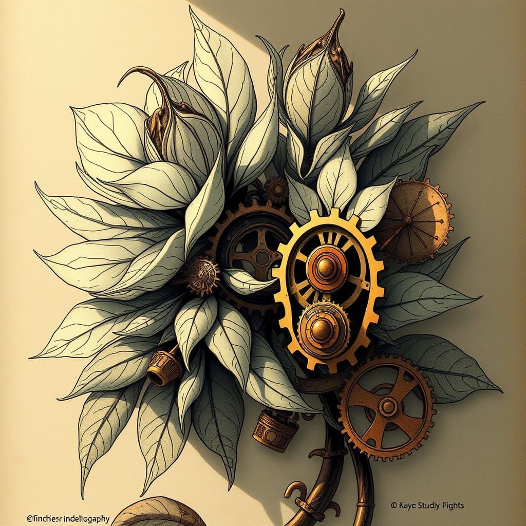 Vintage-Steampunk Botanical Masterpiece