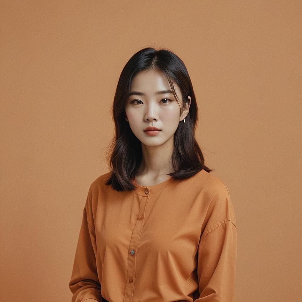 Korean Model in Orange Hue Photography