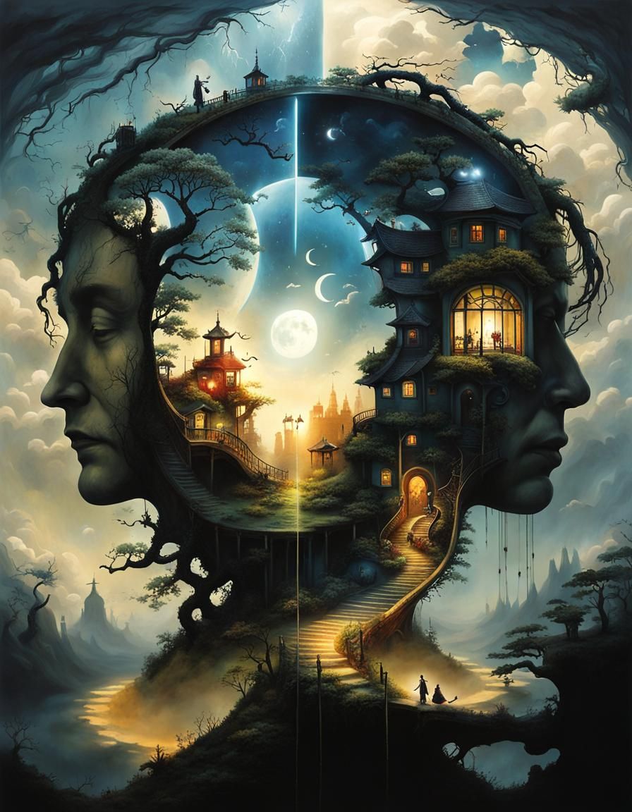 Surreal Stargate Scene with Fantasy Garden