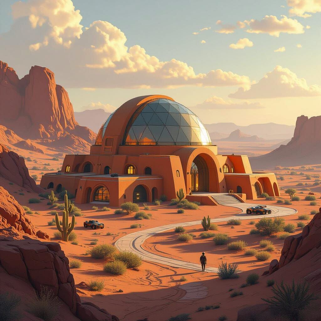 Mesa Biome Mega Base Outpost in Golden Afternoon Light