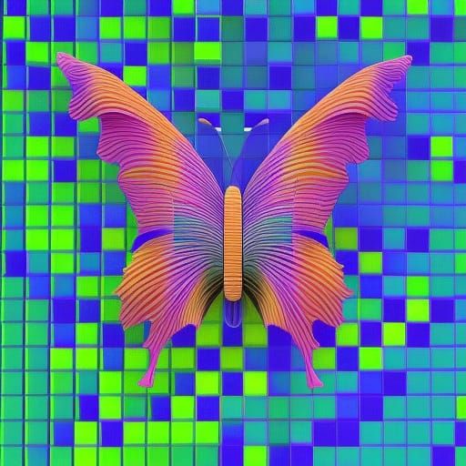 Colorful Butterfly in Pencil Sketch Style