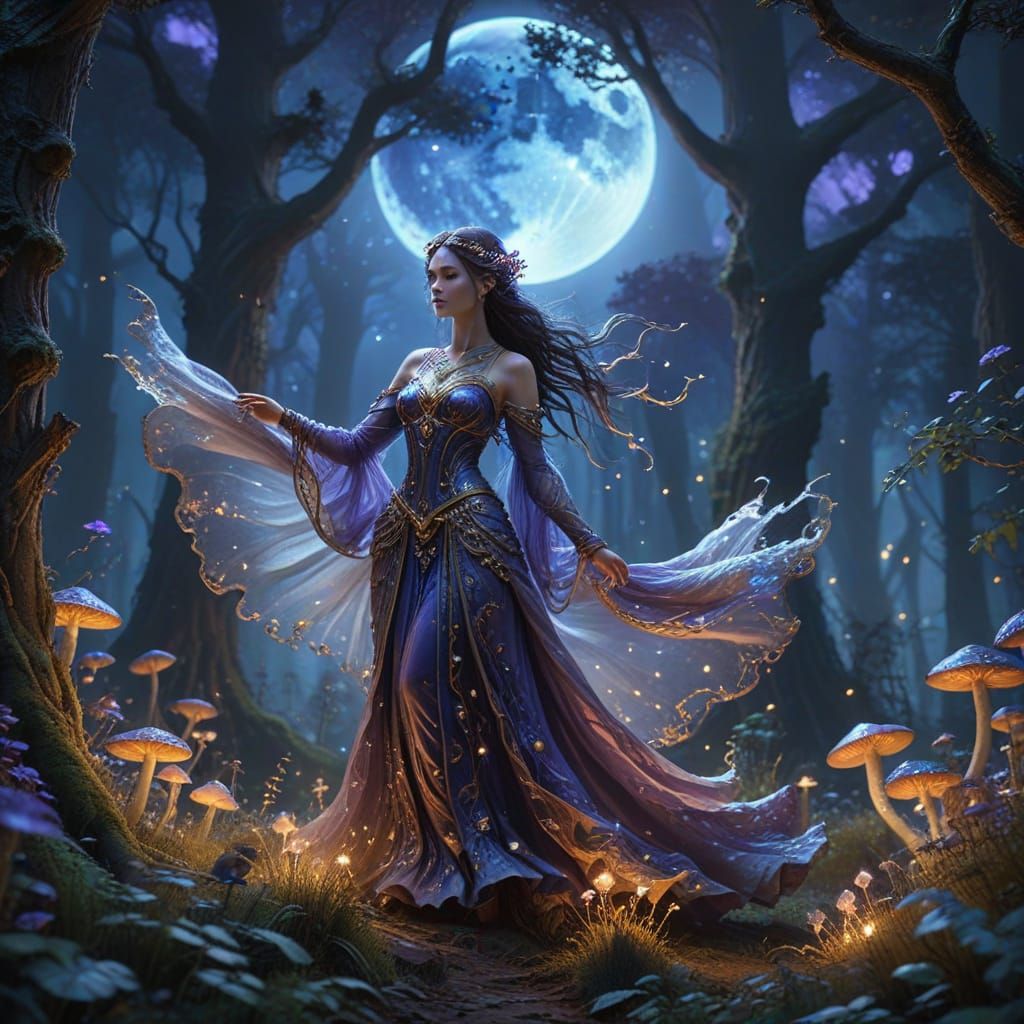 Whispers of Wonder in a Mystical, Moonlit Realm