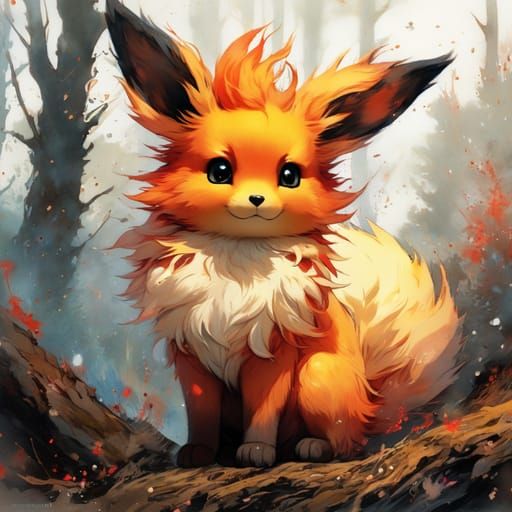 Fiery Flareon Pokémon Illustration