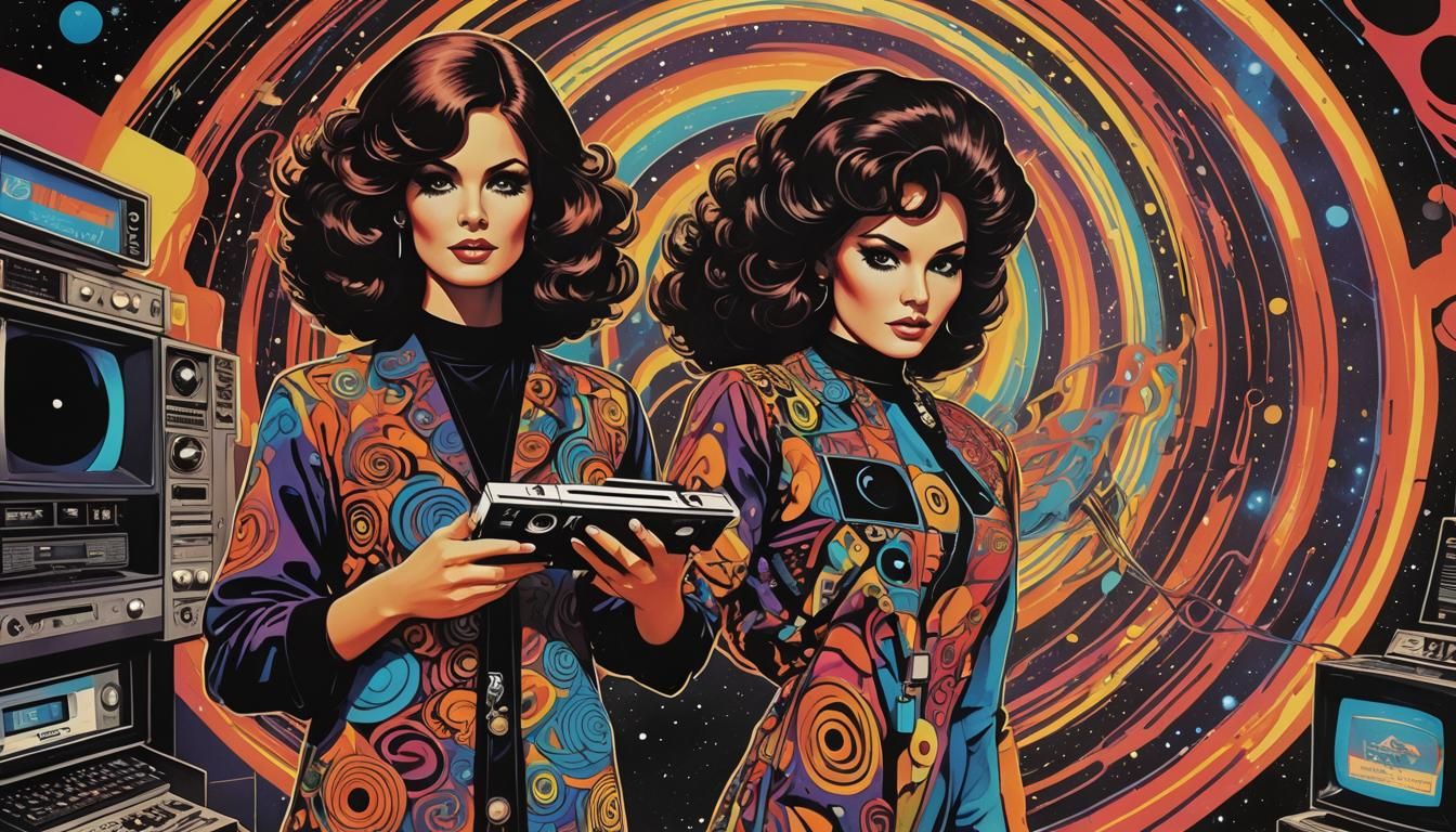 Retro Fashion Model in Psychedelic Comic Art Style