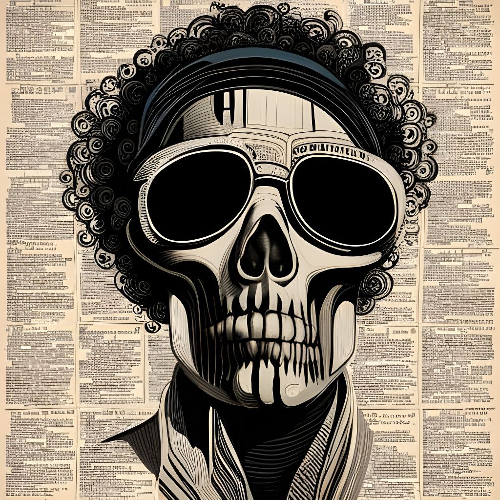 Intricate Skull Portrait in Collage Art Style