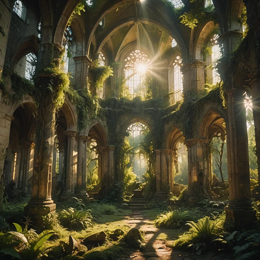 Cathedral Submerged in Greenery: Old Masters Painting