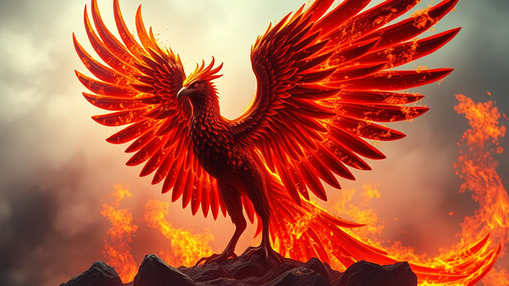 Lava Phoenix Reborn in Fire: Photorealistic Masterpiece