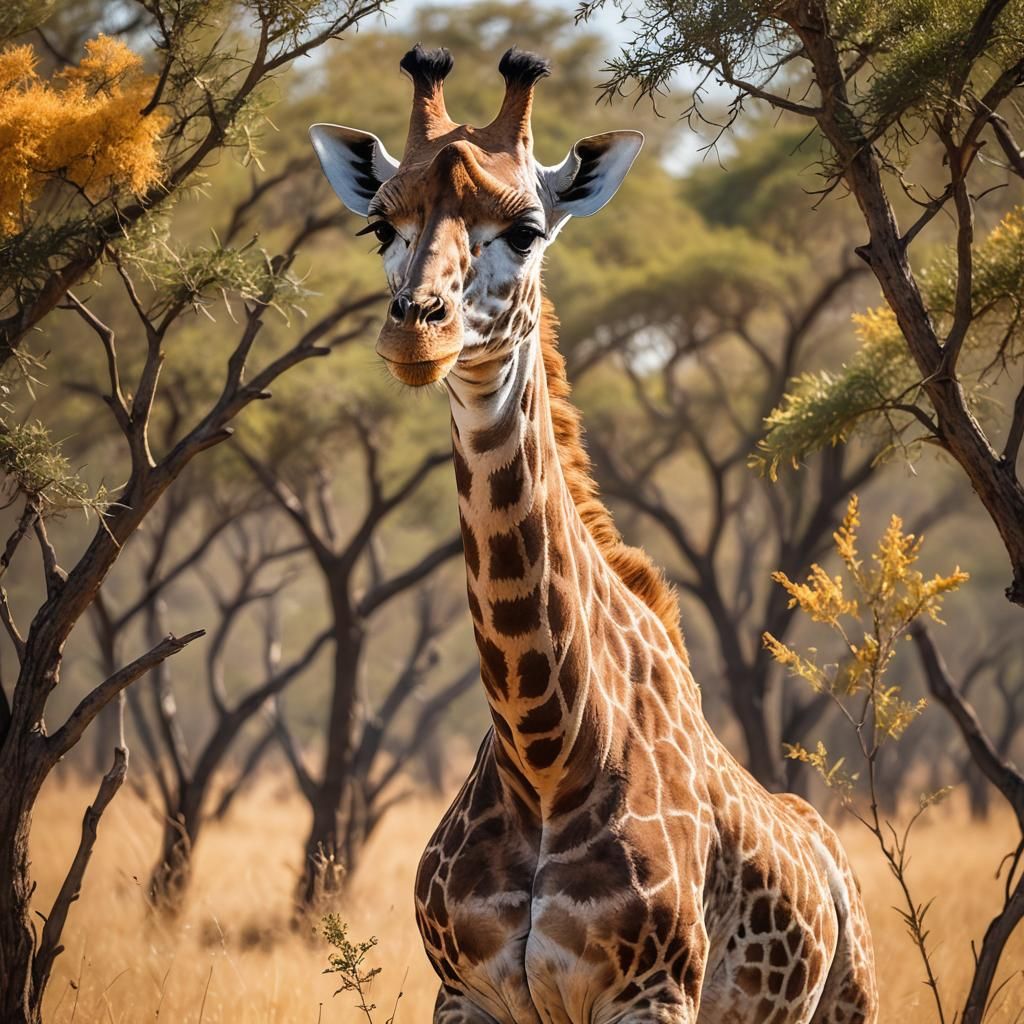 Giraffe Lion Hybrid in Warm Savannah Light