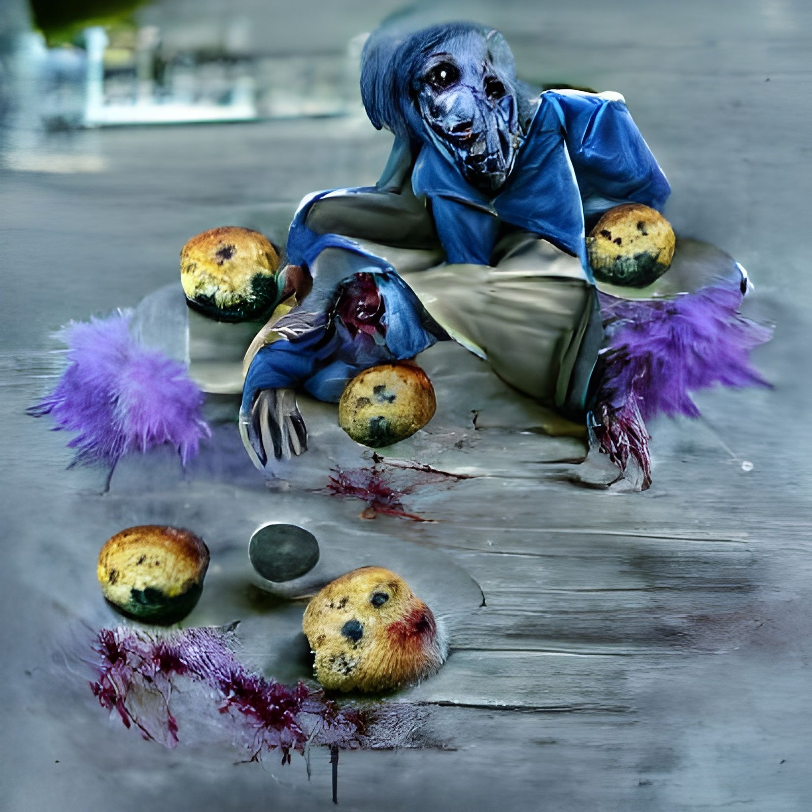 Zombie's Blueberry Muffin Truck: A Cartoon Illustration