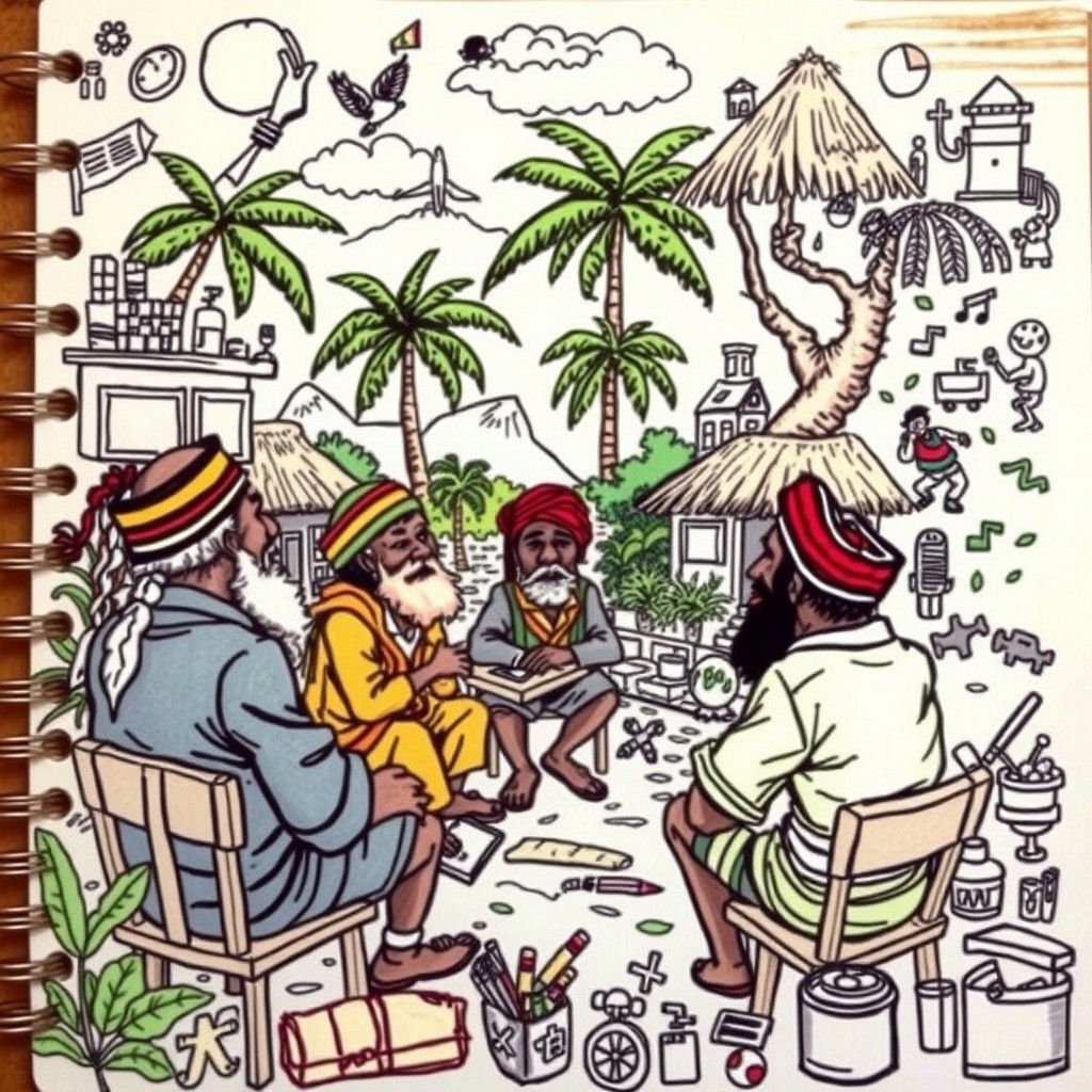 Chaotic Cartoon Doodle Scene on Notebook Page