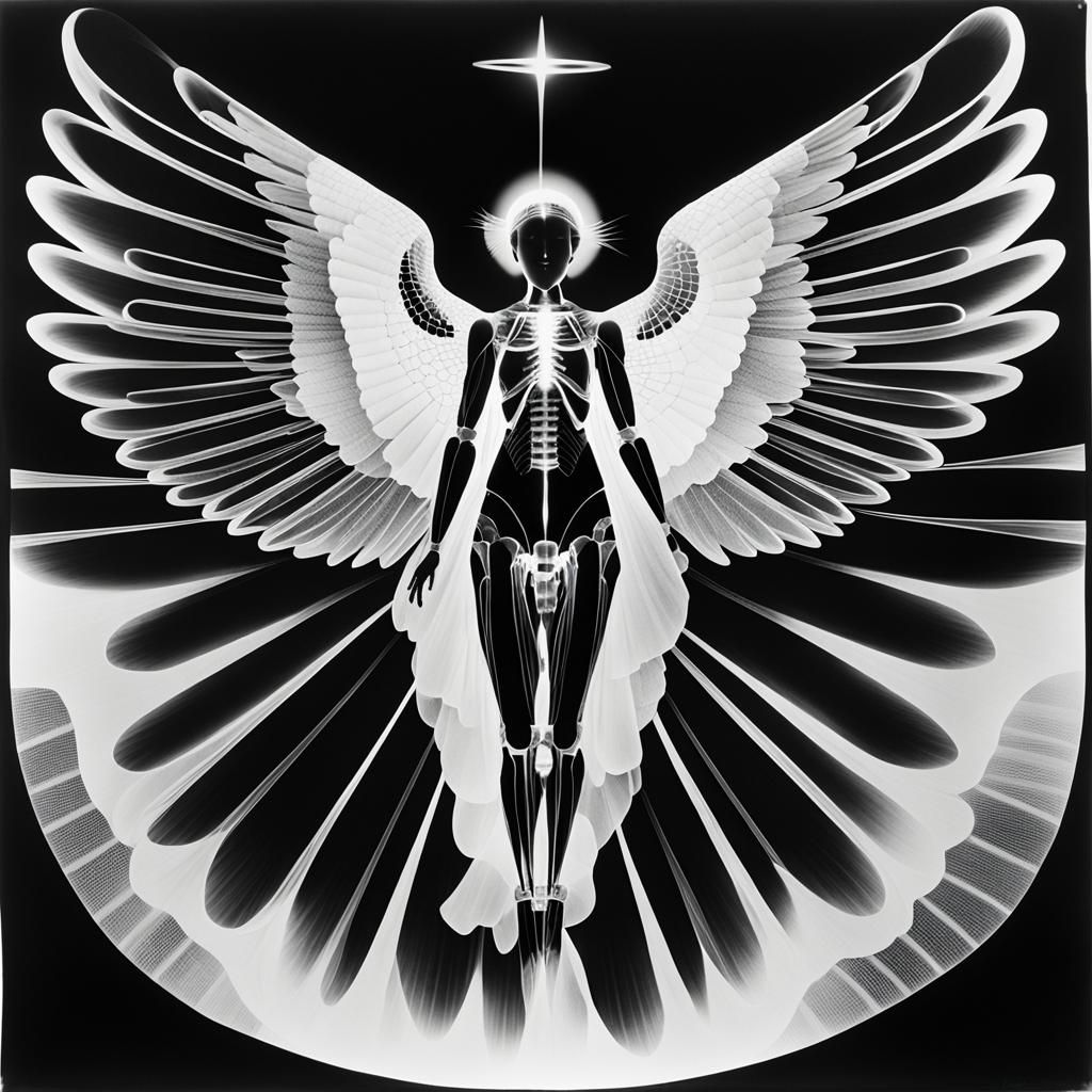 Ethereal Angel in Black and White Photogram