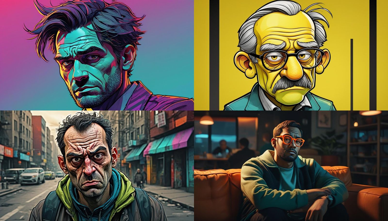 Antisocial Man in Simpsons Cartoon Style