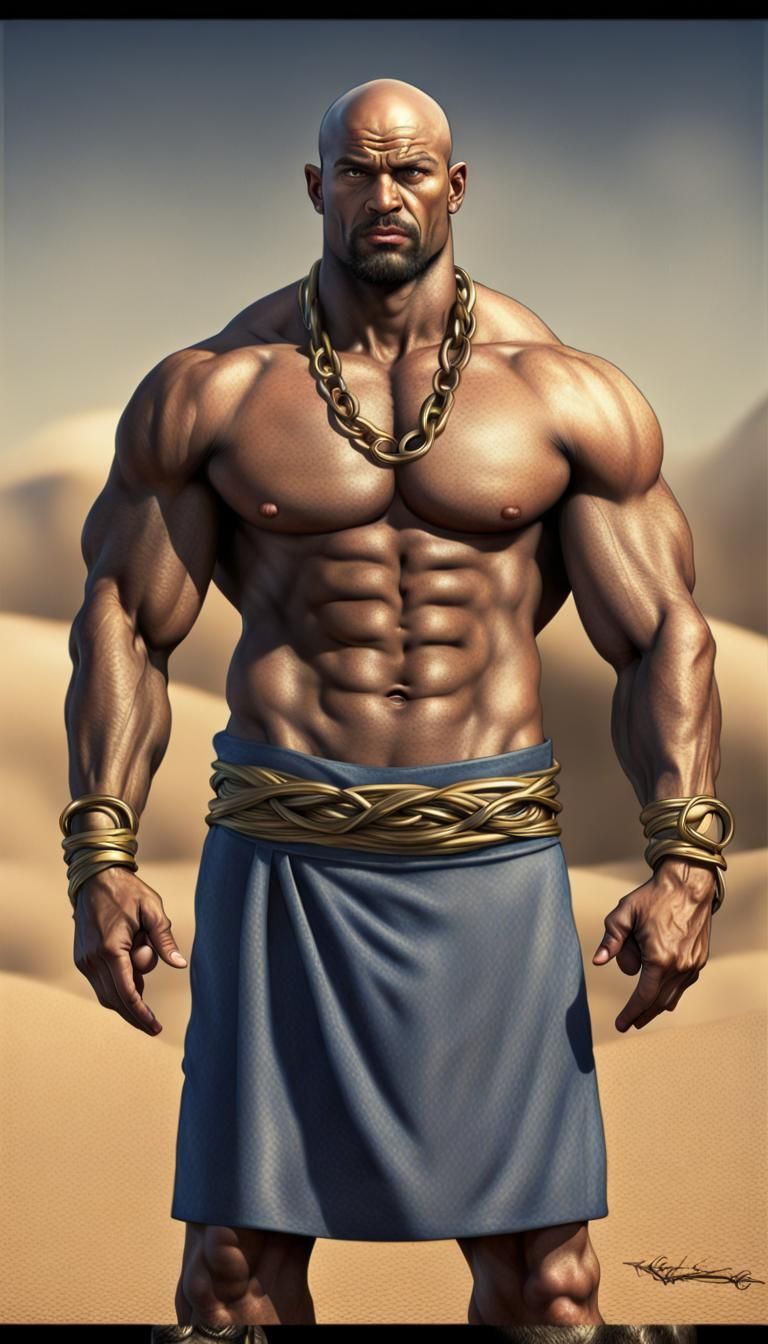 Photorealistic Thug with Muscular Build in Desert
