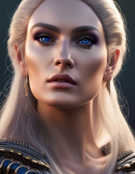 Ethereal Norse Goddess Portrait in Watercolor Style