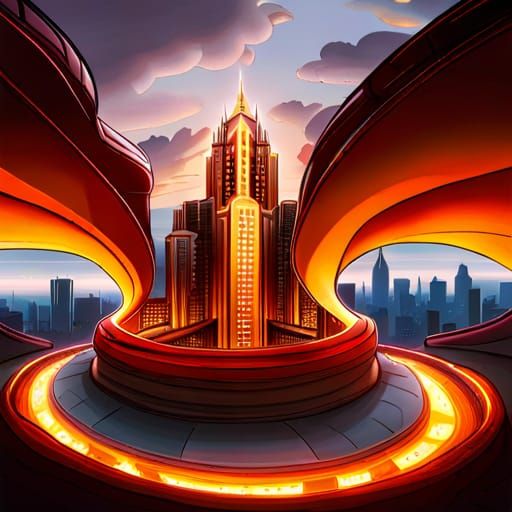 Fiery Dragon in Volcanic Landscape, 3D Digital Art