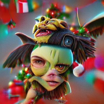 Festive Gremlin Celebrates Christmas in 3D