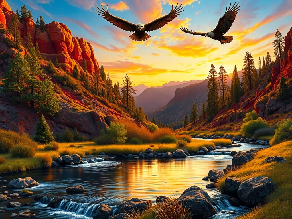 Surreal Wildlife Scene in Oil Painting Style