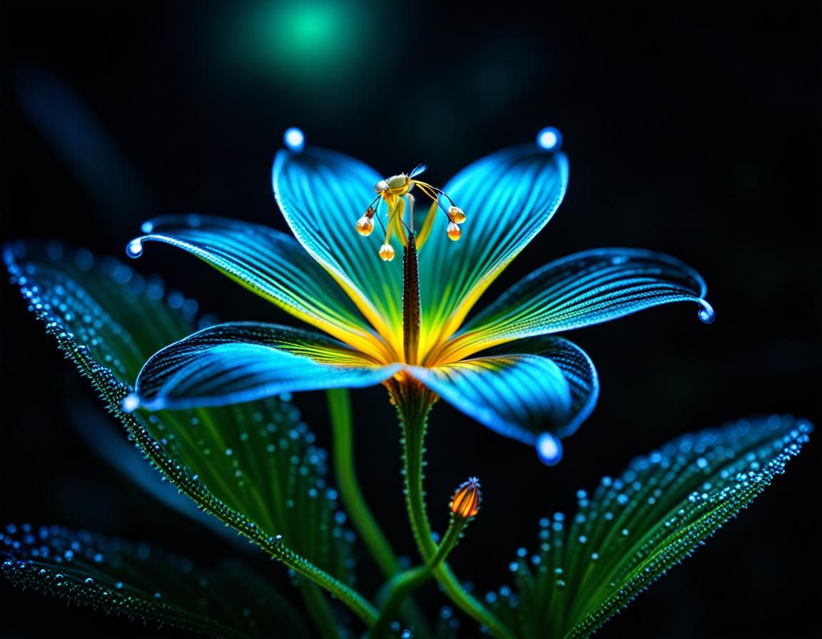 Bioluminescent Fairy Flower in Hyperrealistic Photograph