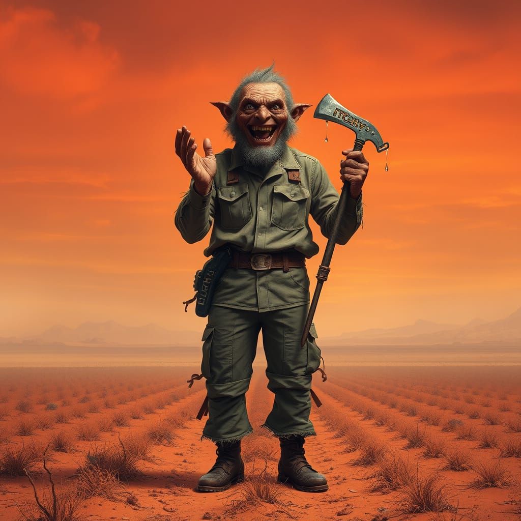 Surreal Landscape of a Windswept Alien Plain Under a Copper-...